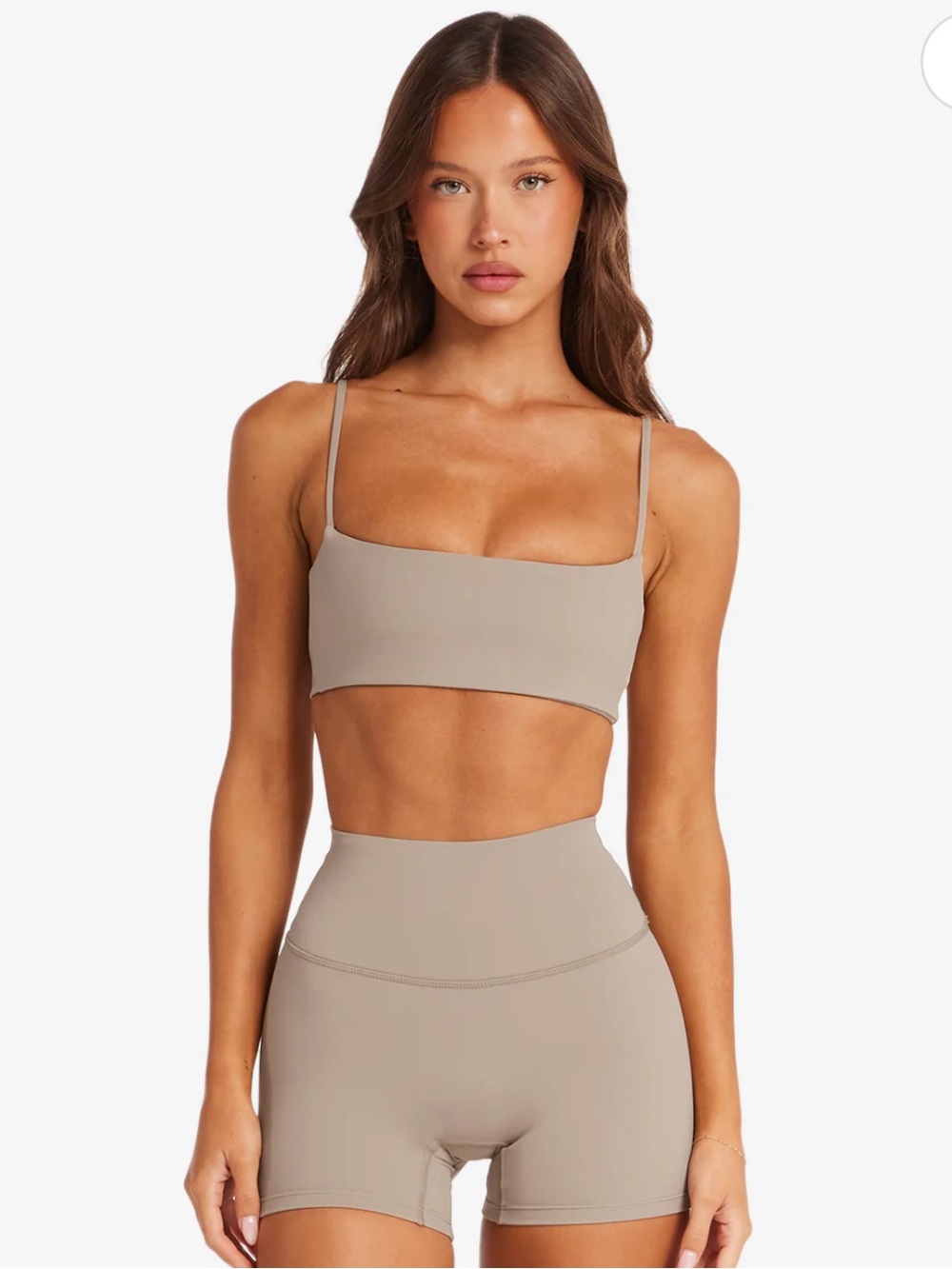 CSB freedom staple crop in almond Neutral Beige Crop Bralette Top